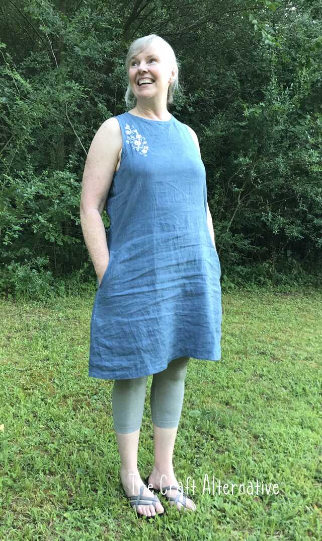 navy blue dress for baby girl Linen Dress DIY【Free Pattern +Easy Draft】Step by Step Guide for Beginner  /back opening /Skirt Pleats main image 1