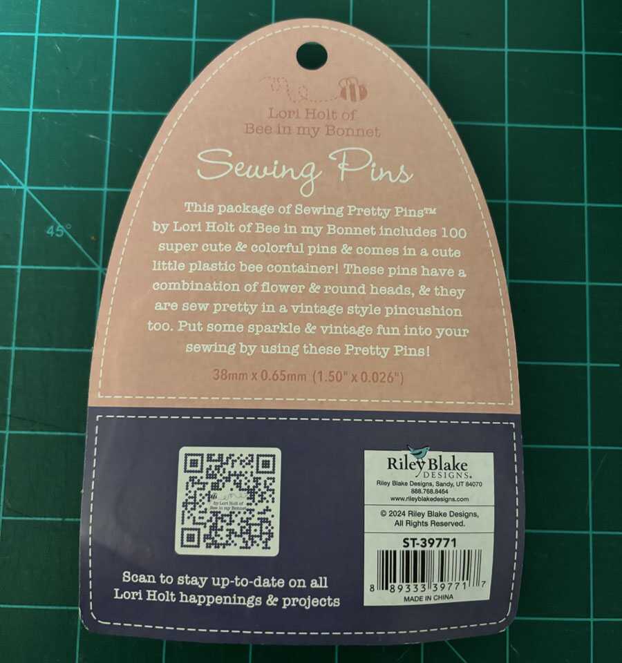 lori holt pretty pins for sewing package back